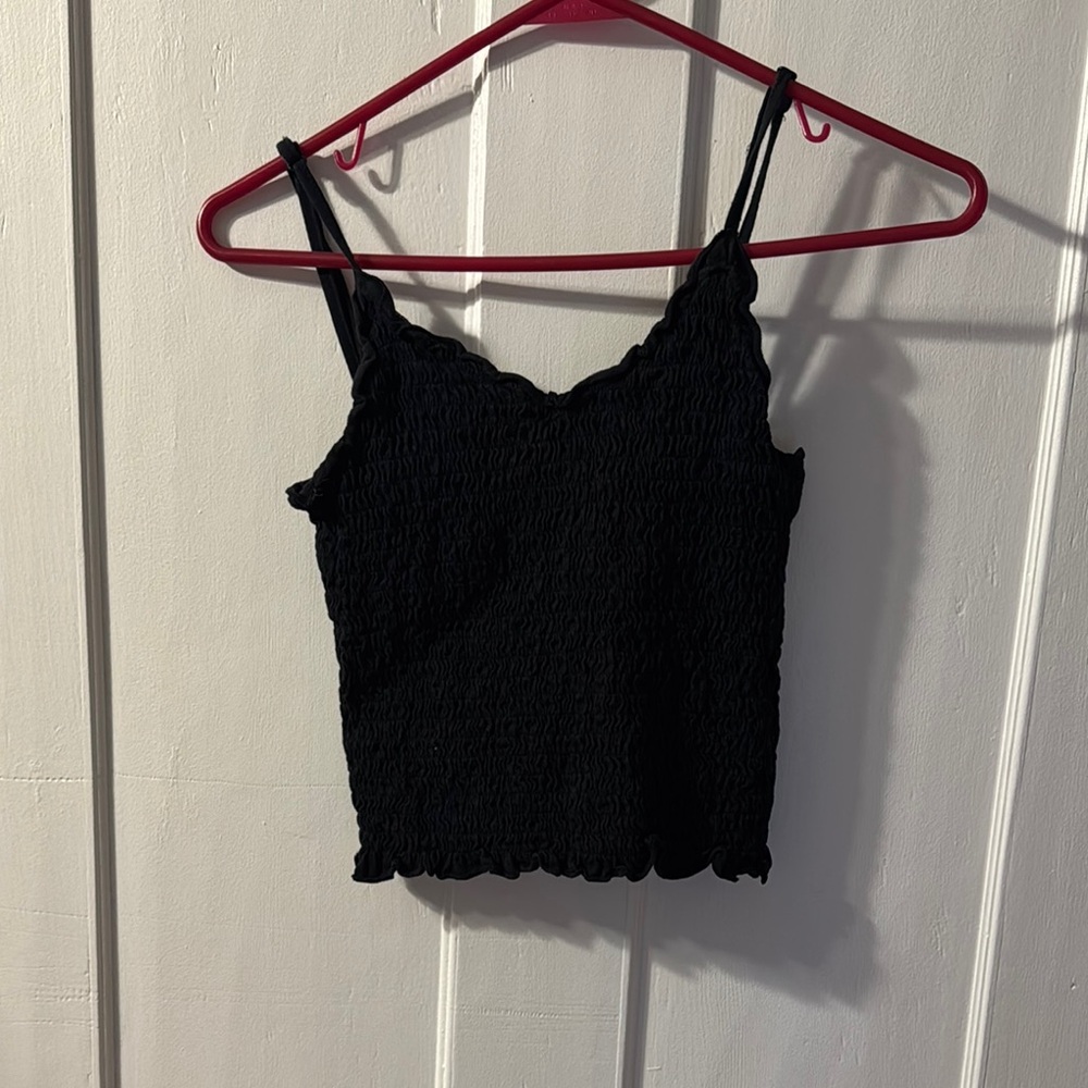 Black Smocked Cami Top